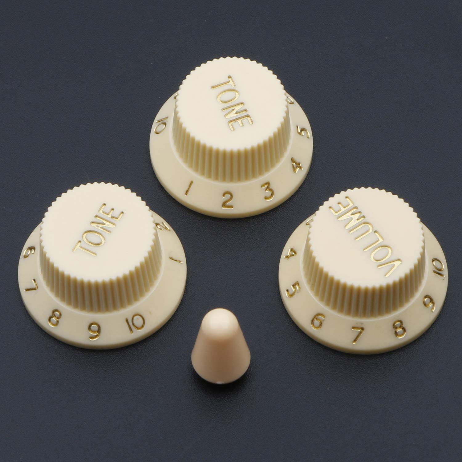 Unxuey Electric Guitar Single Coil Pickup Cover Switch Tip 1 Volume 2 Tone Knobs Set for Fender Stratocaster Strat ST Electric Guitar Replacement Parts Cream - Image 3