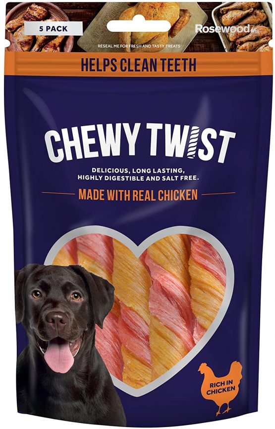 Rosewood Chewy Twist Chicken Dog Treat 5pc 115g, 10 pack SRP (10 x 115g packs, indivudally sealed)