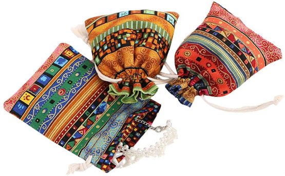 kilofly 12pc Egyptian Style Jewelry Coin Pouches Aztec Print Drawstring Gift Bag - Image 3