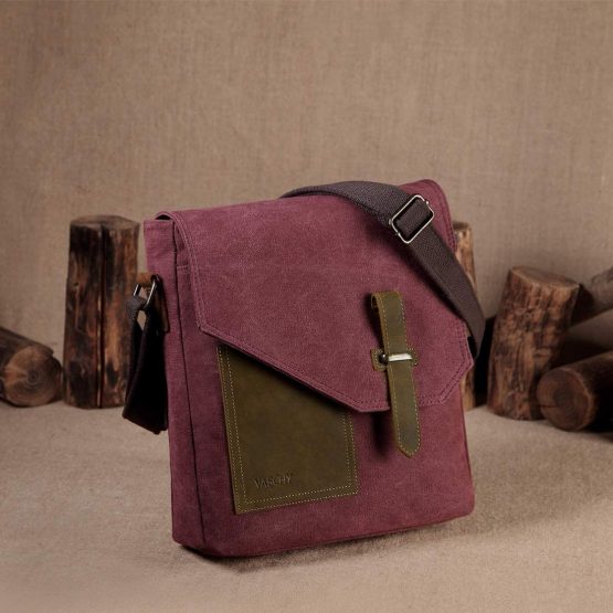 Man Bag, VASCHY Water Resistant Small Messenger Bag Shoulder Bag Vintage Canvas Leather Cross Body Bag with Multi-Pockets（Black） - Image 2