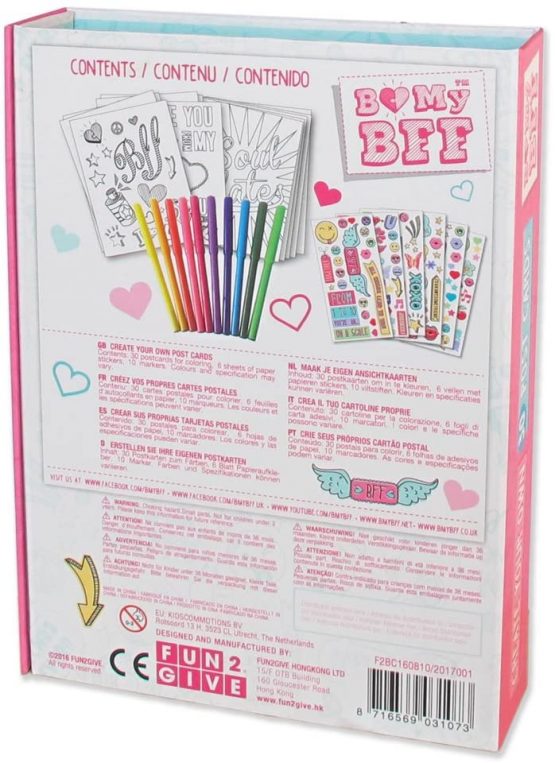 BMyBFF Colourful Postcard Making Kit. Colour & Create Postcards Activity Craft Set for Girls. Great travel activity packs for kids/Activity Bookt Gifts for Girls 7 years old Best Friend Present - Image 2