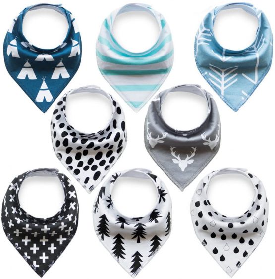 Baby Bandana Drool Bibs Baby Bibs with Snaps (8 Pack) for Boys and Girls - Super Absorbent, Soft and Modern(BC071)