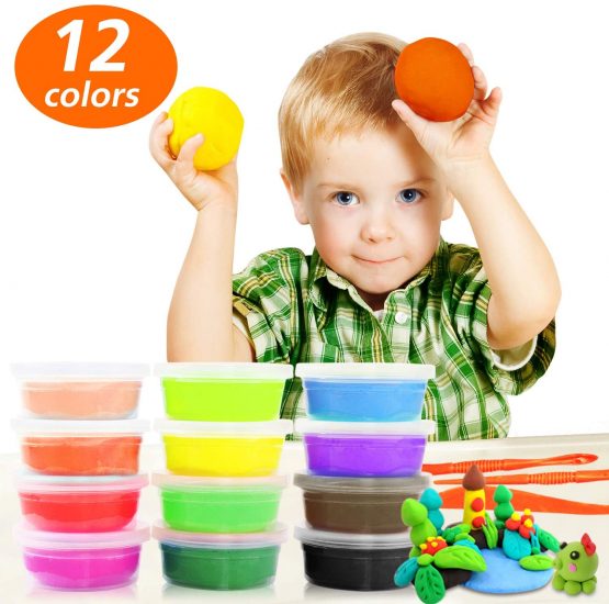 Samione Clay Kits for Kids, 12 Colors Ultra Light Modeling Soft Clay