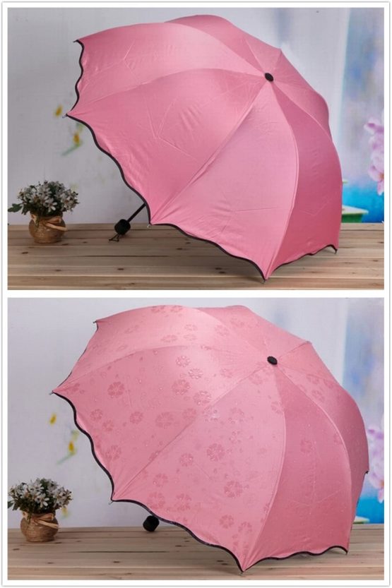 Sun Umbrella for Women Ladies Pink Parasol Folding Umbrellas UV Protection Lightweight Parasol in Summer(Princess Pink) - Image 4