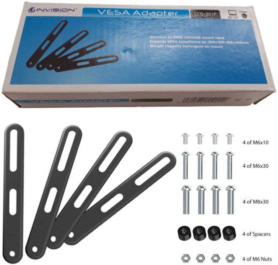 Invision VESA Adapter Kit For TV Wall Mounted Brackets - Ultra Slim Design Fits Straight On To Any 200mm x 200mm Existing TV Bracket To Achieve A Wide Arrangement Of Additional VESA Hole Patterns. Suitable For TV Screens 26” – 55” - Image 2