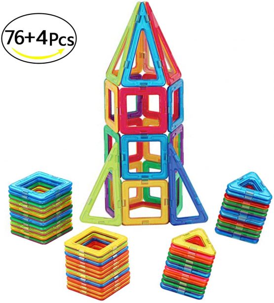 McDou Magnetic Building Blocks,Magnet Blocks Set,Kids Magnetic Toys,Rainbow Magnetic Tiles Educational Set for Kids (80PCS)