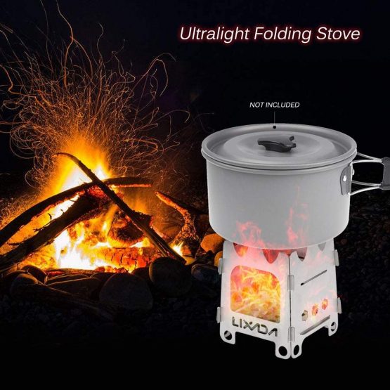Lixada Camping Stove Stainless Steel Lightweight Wood Stove Alcohol Stove Burner for Portable Outdoor Camping Cooking Picnic BBQ - Image 2