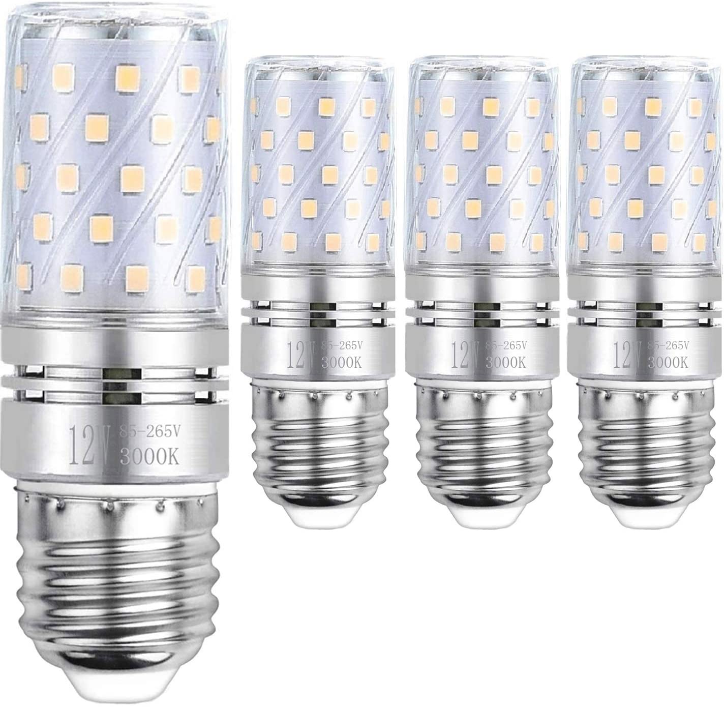 HZSANUE E27 LED Corn Bulbs 12W, 3000K Warm White, 1350LM, Edison Screw Bulbs,100W Incandescent Bulbs Equivalent,Pack of 4