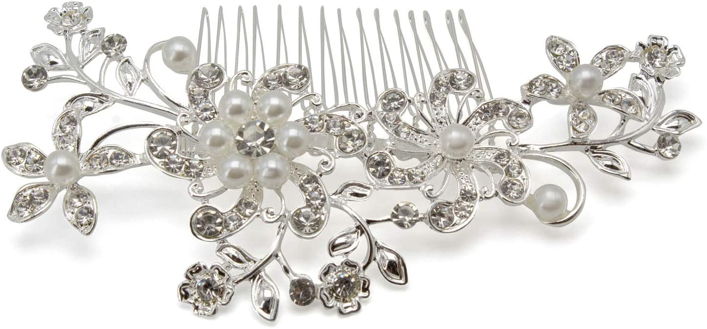 AKORD Bridal Silver Diamante Hair Comb Clip for Wedding/Party/Prom - Image 3