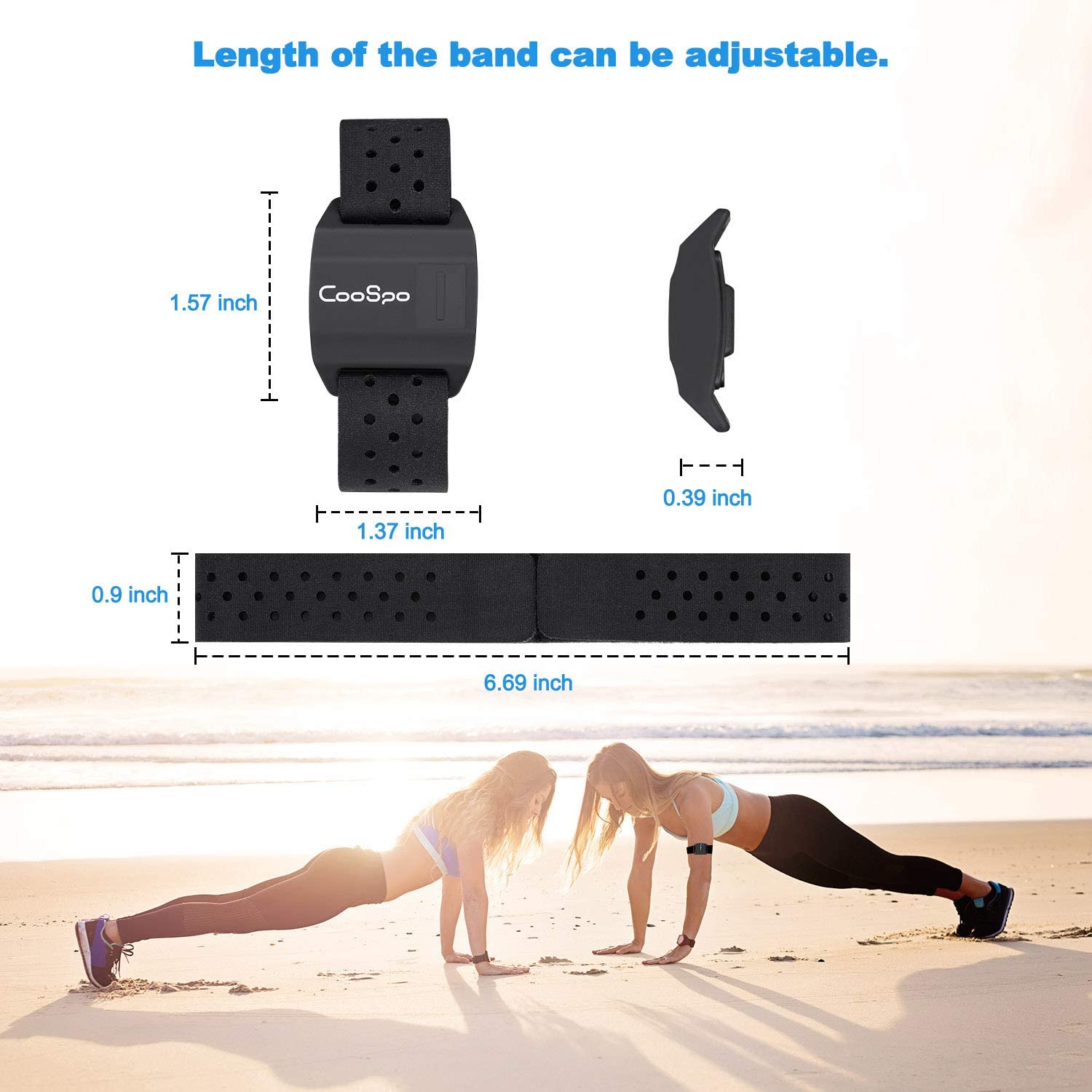 CooSpo Heart Rate Monitors Armband Optical Heart Rate Sensor Bluetooth