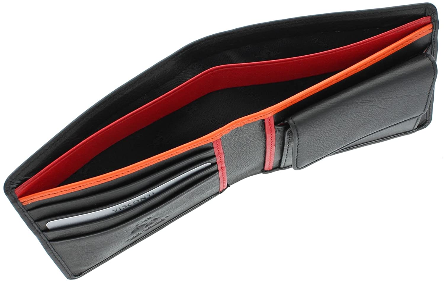 VISCONTI Gents Leather Bond Collection 'M' Wallet RFID Blocking BD10 Black/Orange/Red, Black Multi - Image 2