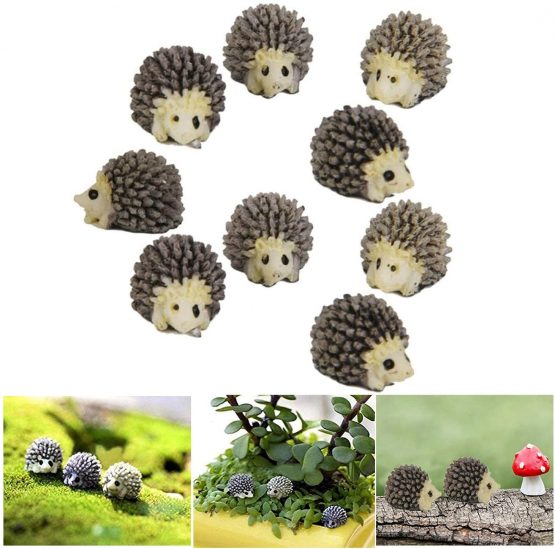 bluesees Miniature Hedgehog, 10pcs Miniature Landscape Garden Decor Hedgehog Ornaments ,Household Fashion Furniture And Decor Miniature Ornament Hedgehog Mushroom Set Decor Fairy Garden - Image 3