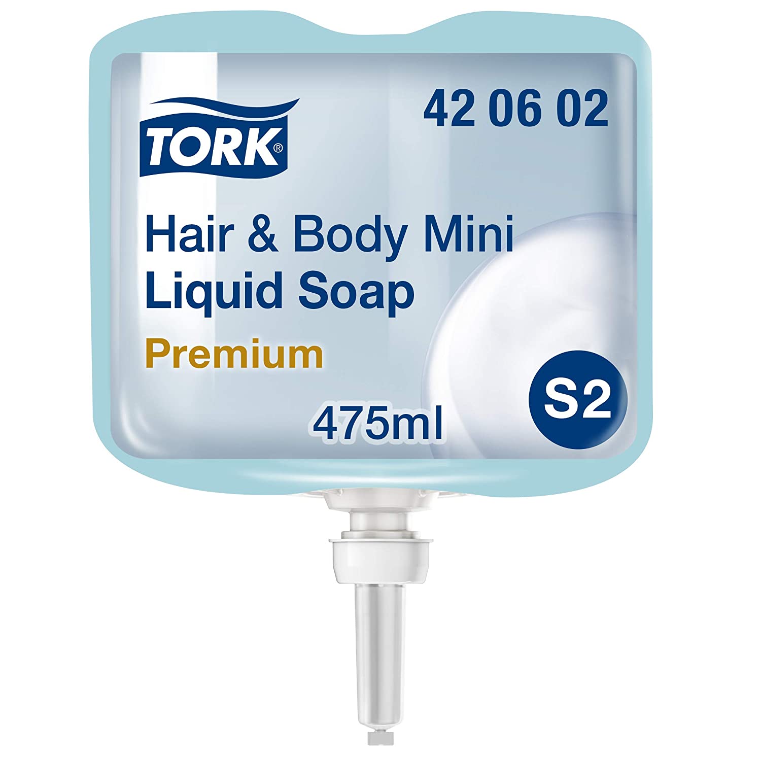 Tork Shower Cream Mini Liquid S2, Unisex Fragrance, 1 x 475ml, 420602, Light Blue, 475 ml (Pack of 1)