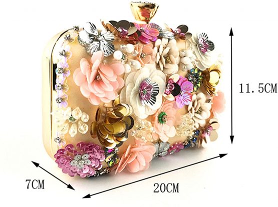 Jywmsc Women Clutches Flower Evening Handbag Chain Strap Shoulder Bag - Image 3