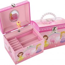 TAOPU Musical Jewelry Box with pearl handle and Spinning Princess Girl Music Box Jewel Storage Case for girls