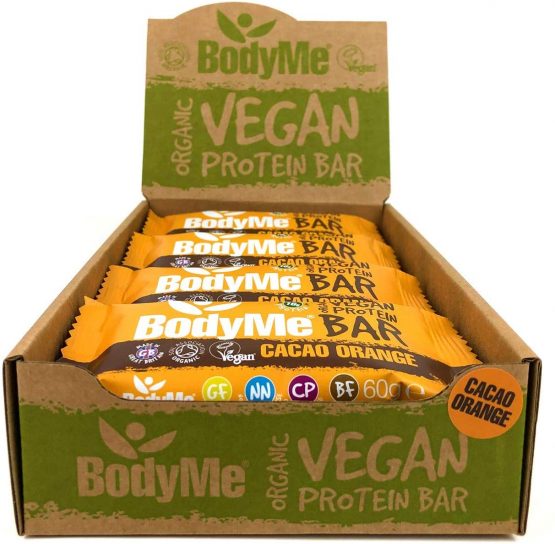 BodyMe Organic Vegan Protein Bar | Raw Cacao Orange | 12 x 60g Vegan Protein Snack Bars | Gluten Free | 16g Complete Protein | 3 Plant Proteins All Essential Amino Acids | High Protein Vegan Snacks - Image 2
