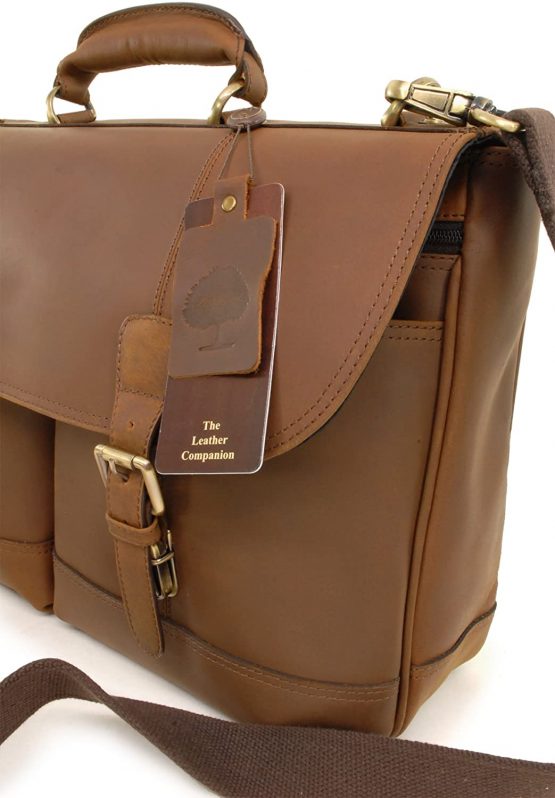 ASHWOOD - Heavy Duty Briefcase Cross Body Bag - Laptop Bag with Padded Compartment - Business Office Work Bag - Genuine Leather - HENRY - Mud Brown - Image 3