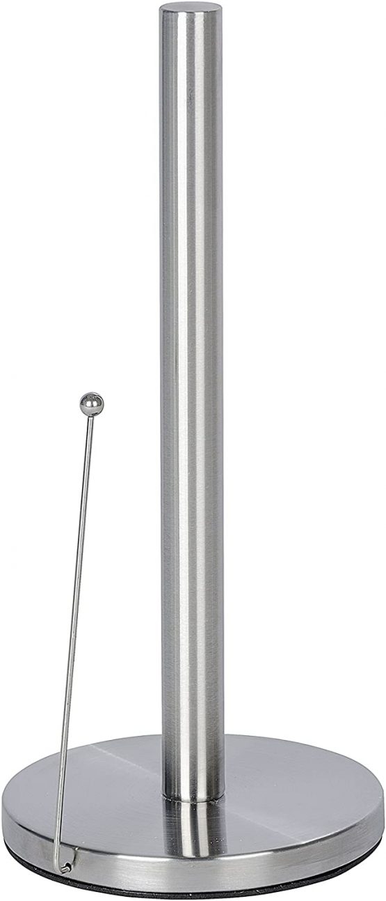 WENKO Kitchen roll Holder Clayton, Stainless steel, Silver matt, 15 x 15 x 33 cm - Image 2