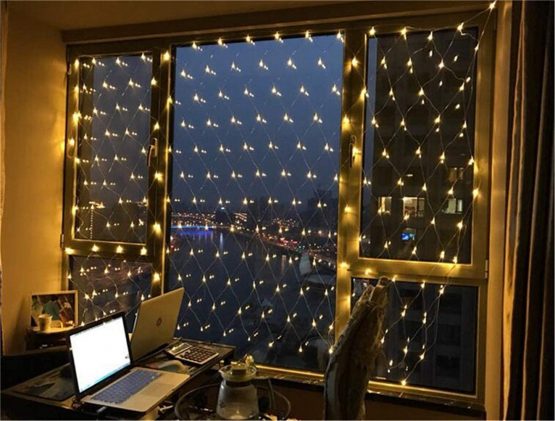 3m x 2m Solar Net Lights Outdoor - 200 LED Solar Fairy Lights, Waterproof Garden Lights, Auto On/Off Curtain String Lights, Icicle Lights for Wedding Party Yard Wall Decor (Warm White) - Image 3