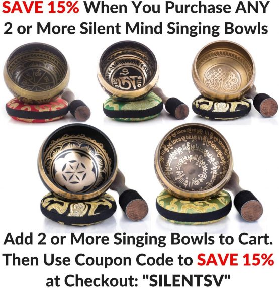 Tibetan Singing Bowl Set ~ Easy to Play with New Dual-End Striker & Cushion ~ Creates Beautiful Sound for Holistic Healing, Meditation & Relaxation ~ Gratitude Pattern ~ Blue Bowl with Blue Pillow - Image 3