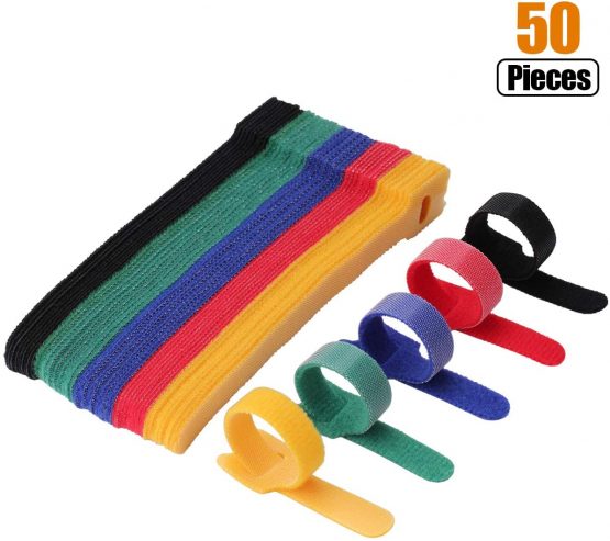 Cable Ties Reusable - Cable Straps Multi-Purpose Tie Wraps Fastening Straps Used for Headphones Phones Electronics PC Wire Cable Tidy Management - 5 Color