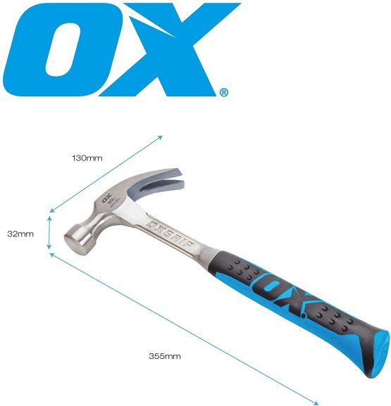 OX OX-P080120 Claw Hammer - Pro Series Claw Hammer with Curved Claw - Non-slip Grip - Multicolour - 20 Oz - Image 3