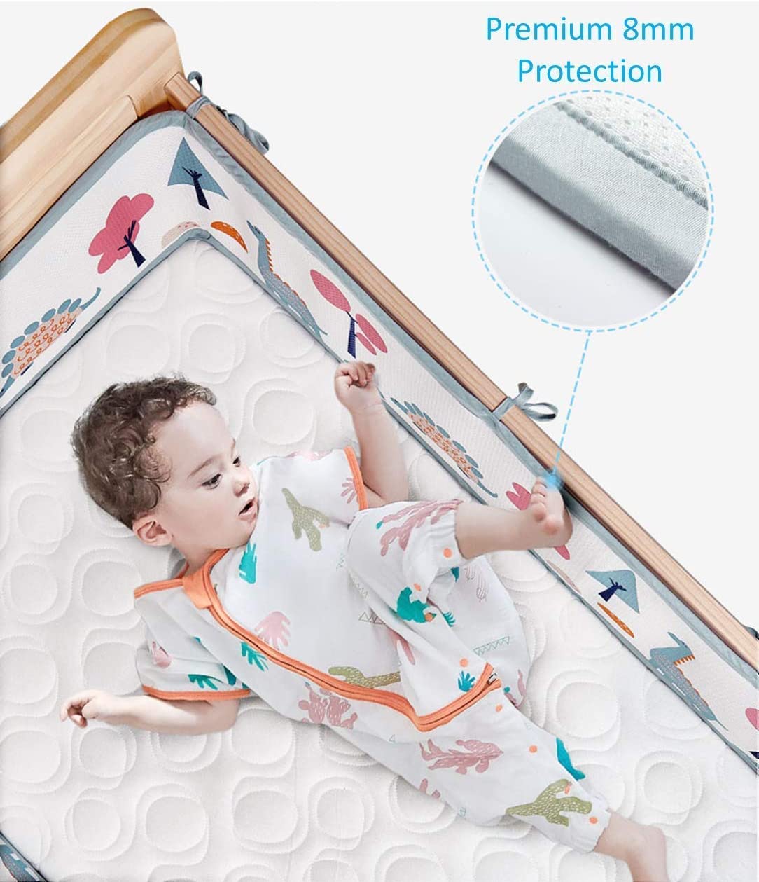 Airoya® 4-Sided All-Round Breathable Cot Bumper,Premium 8mm Thick ...