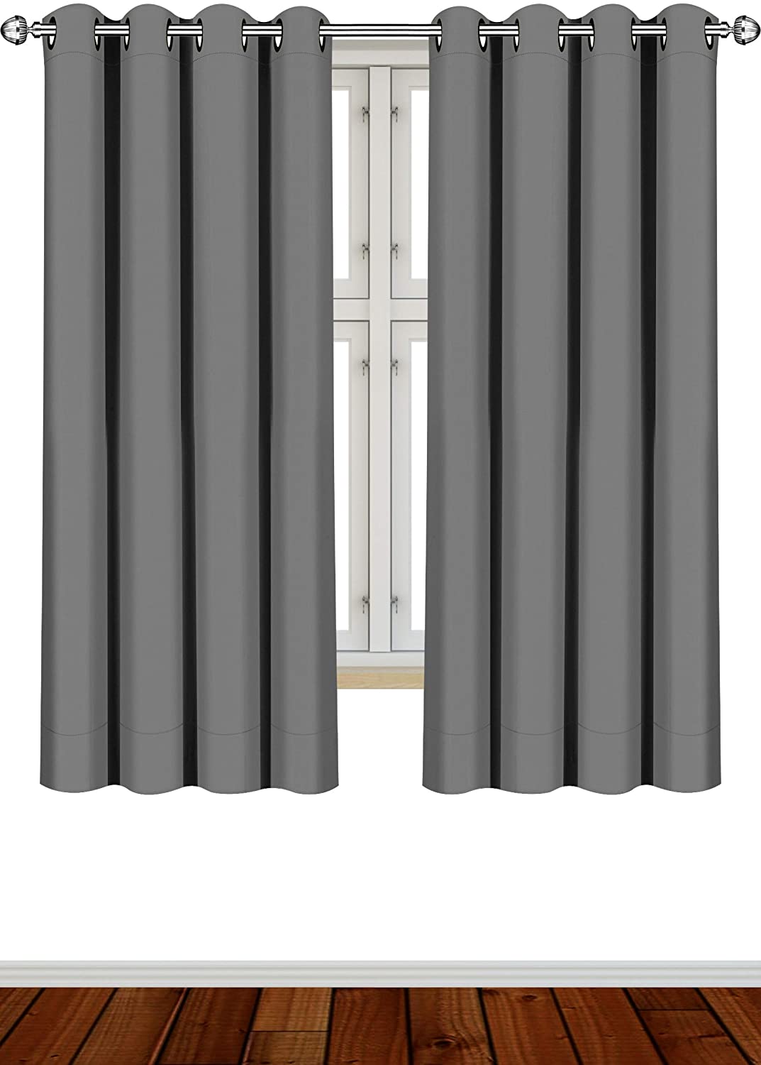 Utopia Bedding Blackout Curtains Grommet Thermal 2 Panels Drapes [Grey