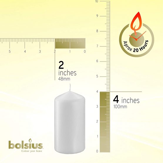 Bolsius pillar Candles Regular, white, pack of 4 - Image 2