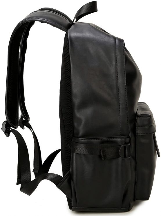BAOSHA BP-20 Unisex PU Leather Causal Daypack Laptop Computer Bag 15.6 inch College School Backpack Shoulder Bags Outdoor Weekend Travel Rucksack: 32CM x 43CM x 12CM (Black) - Image 4