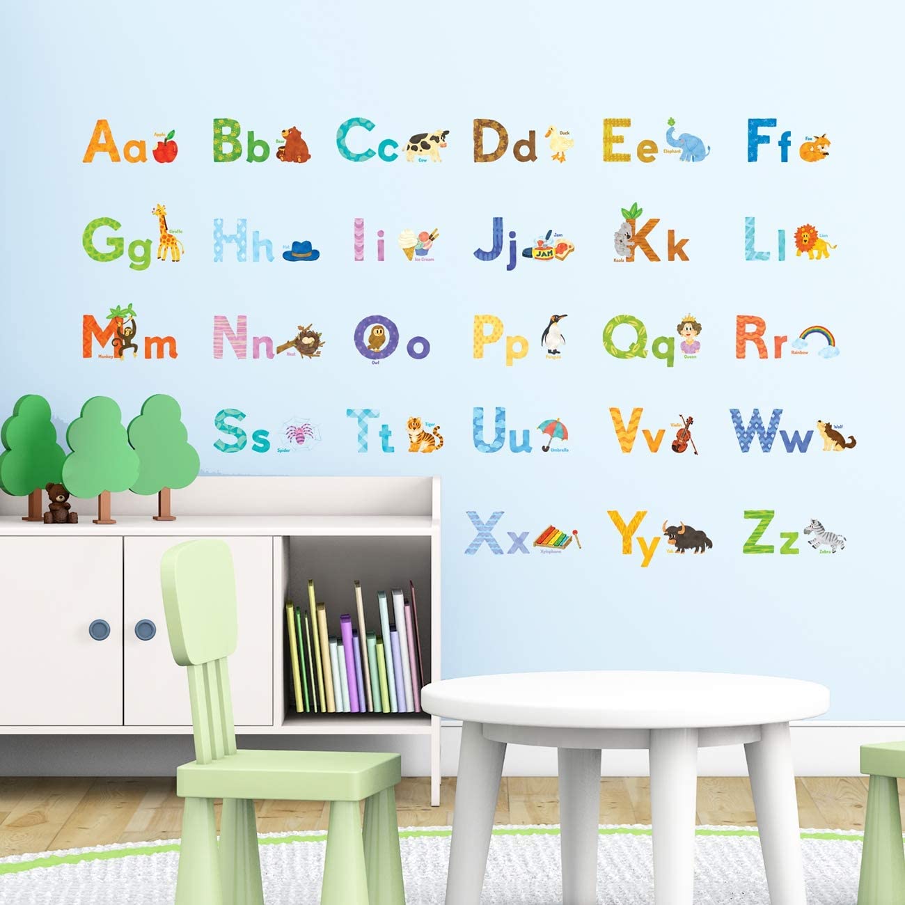 DECOWALL DS8-1608S Colorful Animal Alphabet ABC Kids Wall Stickers Peel and Stick Decals Removable Nursery Bedroom Living Room Art Murals - Image 2