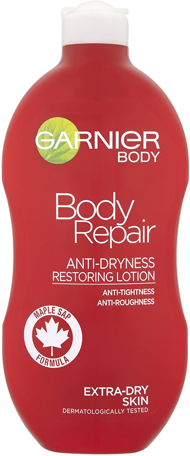 Garnier Body Repair Restoring Moisturiser 400ml, With Nourishing & Soothing Canadian Maple Sap, 24 Hour Hydration