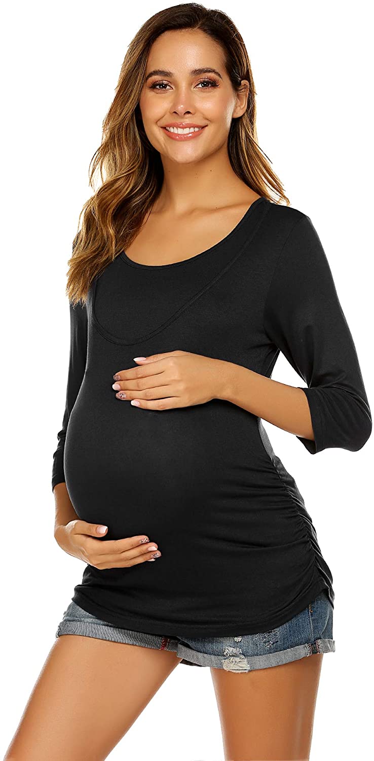 Unibelle Women’s Long-Sleeved Maternity Shirt 3/4 Sleeves Maternity ...