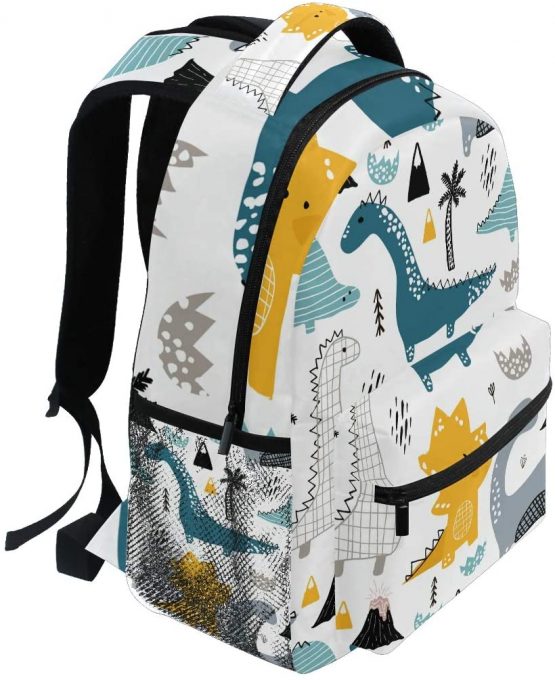 Girls Dinosaur Backpacks for School Cute Dino Animal White Bookbags for Kids Boy Teen Toddler Fashion Daypack Rucksack Travel Laptop Bag - Image 3