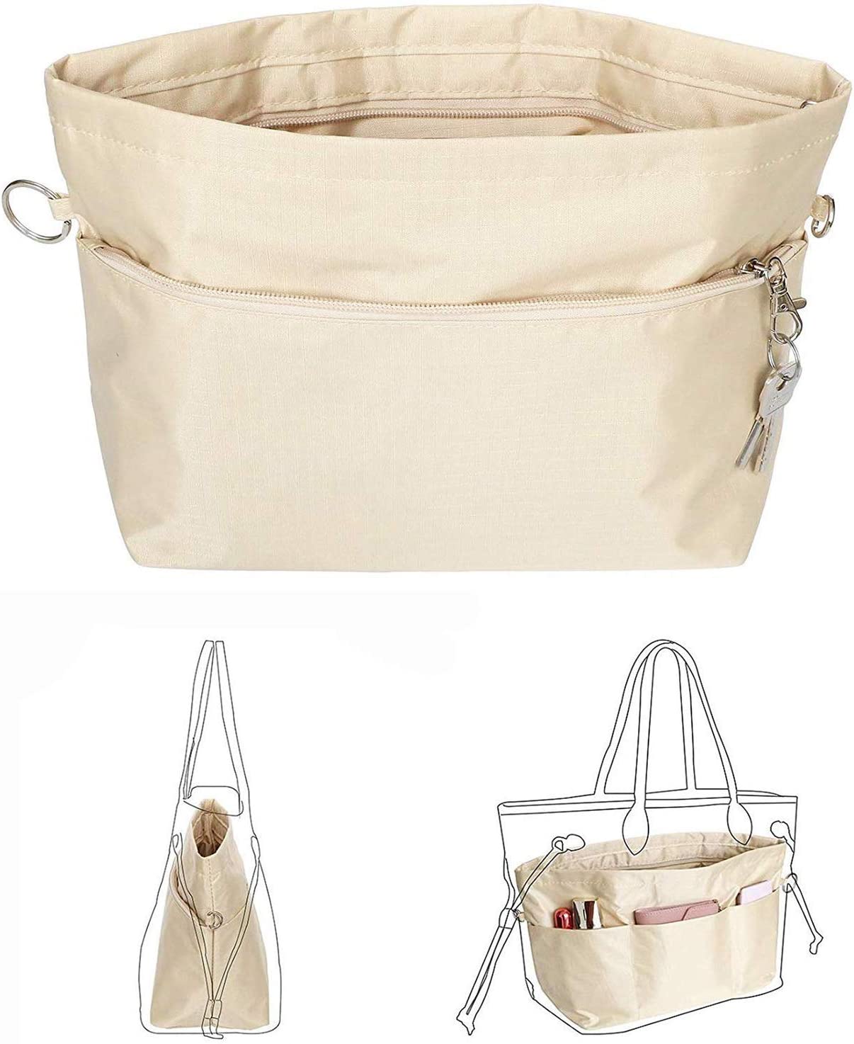 BeringLoad Handbag Organiser Handbags Bags Inner Pockets, beige, moyen, handbags organizer, Medium