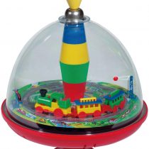 Lena 52120 tin Toys Panorama Ø19 cm, Plastic Humming, Classical Pump Mechanism, Musical Locomotive, Stand, Spinning top for Children from 18 Months, Colourful