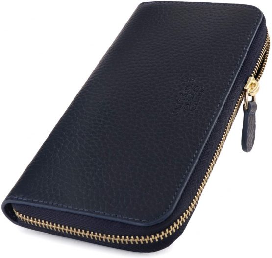 Otto Angelino Genuine Leather Zippered Clutch Purse with Phone Compatible Slots Wallet