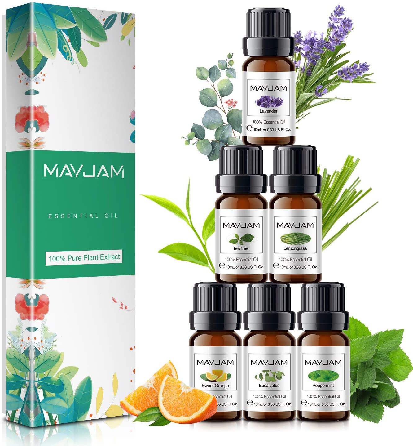 MAYJAM Essential Oils Gift Set, Pure Essential Oil Set for Diffuser for Home Aromatherapy, Humidifier, DIY, Eucalyptus