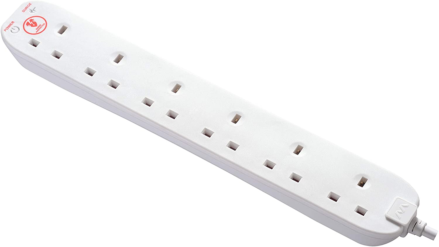 Masterplug Six Socket Extension Lead, 2 Metre Cable, Surge Protection, Power and Surge LED Indicators, Unswitched - Image 3