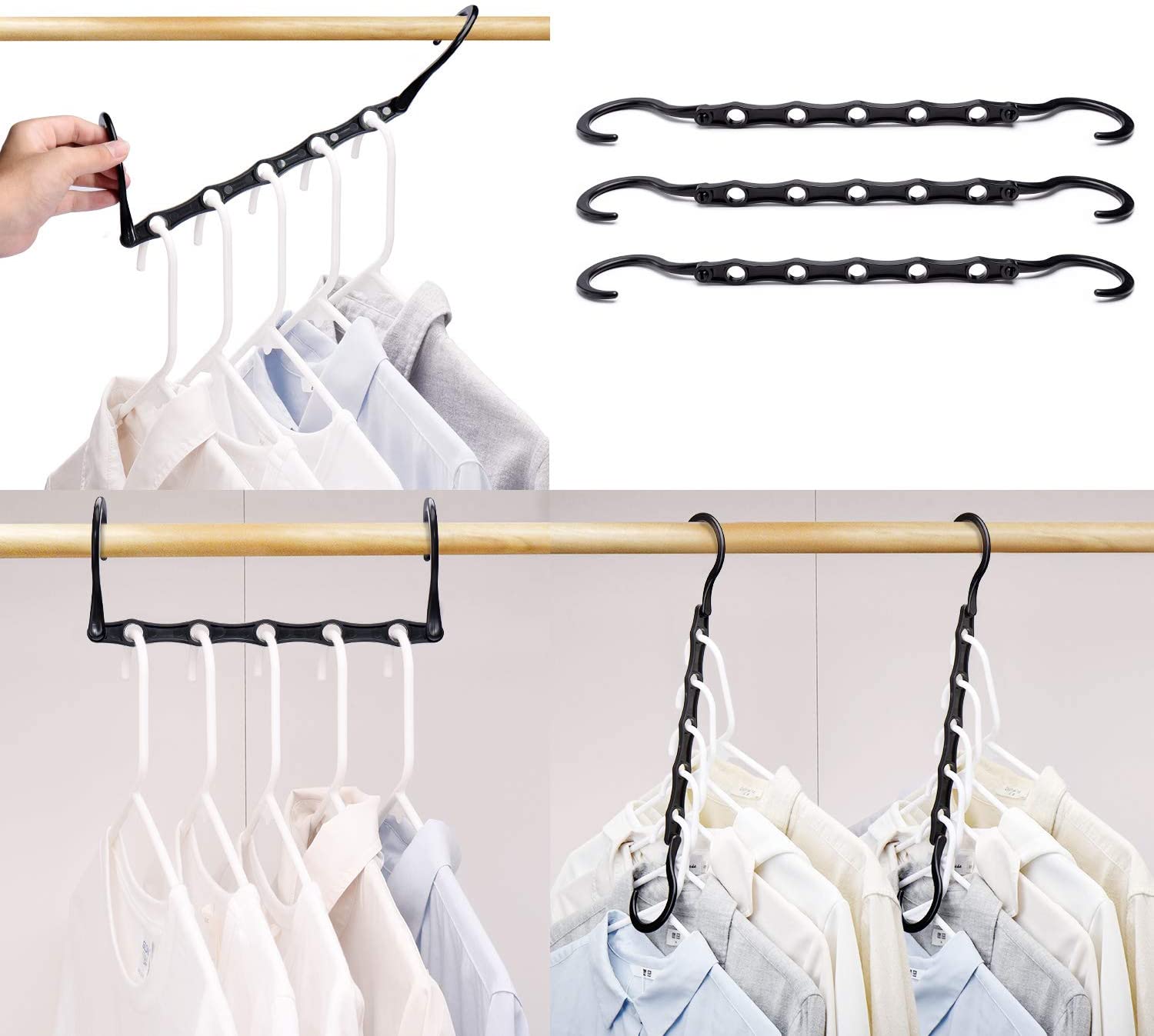 HOUSE DAY Black Magic Space Saving Hangers, Premium Smart Hanger Hooks