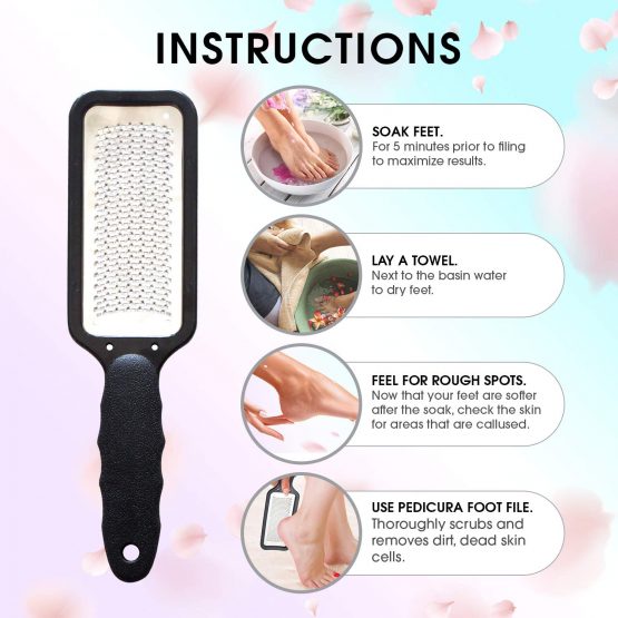 PediCura Foot File – Stainless Steel Pedicure Hard Skin Remover and Callus Removal for Feet – Professional, Medical Grade Foot Rasp - Image 3