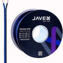 JAVEX Speaker Wire 14-Gauge [2.11mm2] [0.16mm Strands Oxygen-Free Copper 99.9%] Stranded Copper, Blue/Black, Cable for Hi-Fi Systems, Amplifiers, AV receivers and Car Audio Systems, 50FT [15.25CM]
