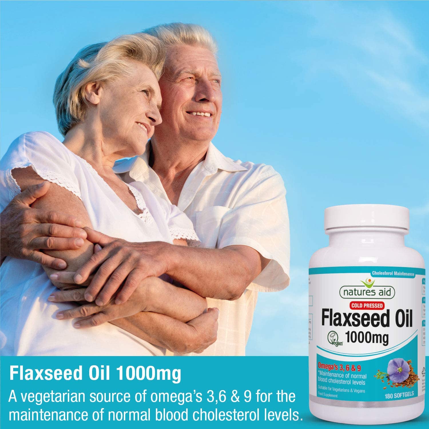 Natures Aid Flaxseed Oil 1000mg, High Strength Omega-3 Softgels, Supports Heart & Brain Function, Vegan, Non-GMO, Gluten-Free - Image 2