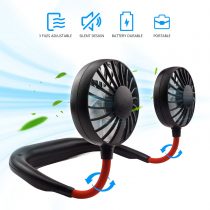 Portable neck Fan Hand held Hand Free Fan USB Rechargeable mini Sports Neck Hanging lithium Battery Rechargeable fans desk small fans office tiny little Perfect forTraveling Outdoor Room (Black)