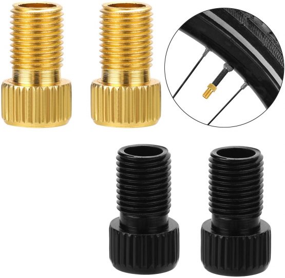 QKURT 4pcs Presta to Schrader Bike Valve Adapter, Aluminum Alloy Adapter Converter Bicycle Valve