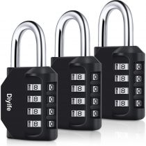 Combination Padlock, [3 Pack]Diyife 4 Digit Lock Combination, Padlock Weatherproof Outdoor for School Gym Locker, Shed, Fence, Hasp, Garage(Black)