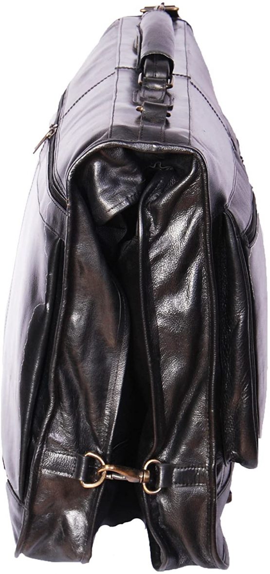 Real Leather Suit Dress Carrier Travel Weekend Bag CANICO Black - Image 2