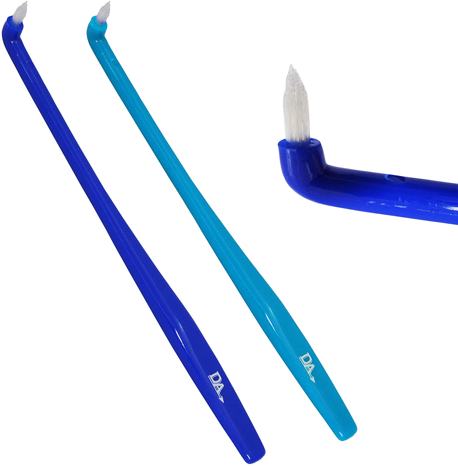 2 x Slim Interspace Toothbrush ~ Blue Brushes for Orthodontic Braces & Bridges, 2 count (Pack of 1)