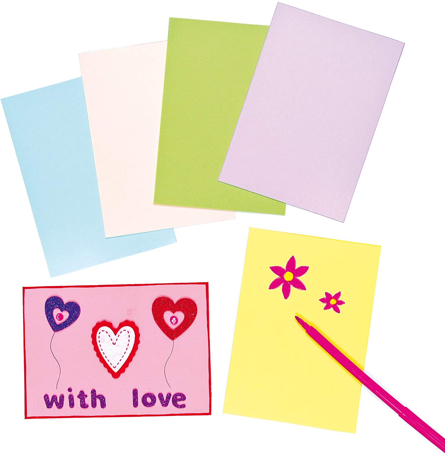 Baker Ross AF358 Blank Coloured Greeting Cards (Pack of 12) To Colour in, Decorate and Personalise, 148mm x 105mm - Image 3