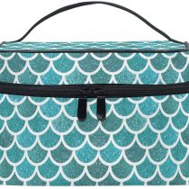 Moyyo Mermaid Scales Glitter Fish Hanging Makeup Bag Large Cosmetic Case Cosmetic Organizer Cosmetic Beauty Bag Travel Makeup Case Toiletry Organizer Bag Makeup Bags for Teenage Girls Kid Women